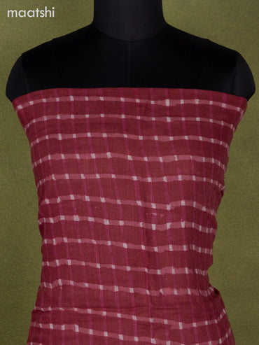Linen cotton dress material maroon shade with allover checked pattern and bottom & dupatta