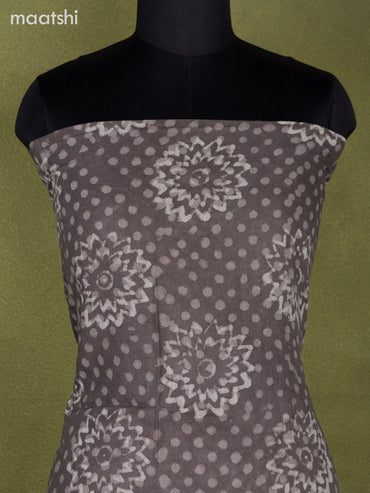 Linen cotton dress material grey with allover prints and bottom & dupatta