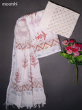 Linen cotton dress material off white with butta prints and bottom & dupatta