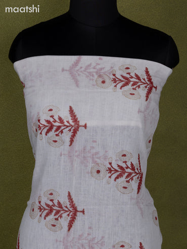 Linen cotton dress material off white with butta prints and bottom & dupatta