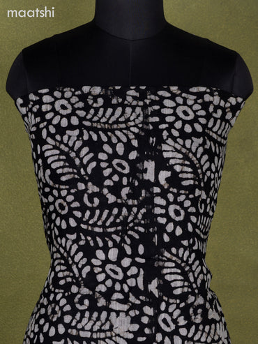 Linen cotton dress material black beige and red with allover batik prints and bottom & dupatta