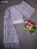 Linen cotton dress material grey with allover butta prints and bottom & dupatta