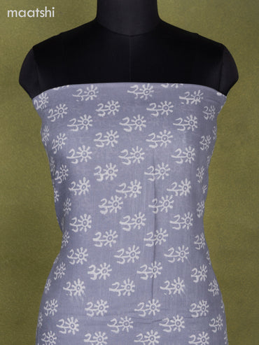Linen cotton dress material grey with allover butta prints and bottom & dupatta