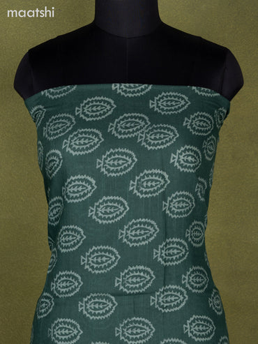 Linen cotton dress material green with allover butta prints and bottom & dupatta