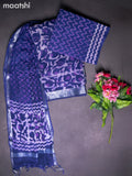 Linen cotton dress material purple shade with allover batik prints and bottom & dupatta