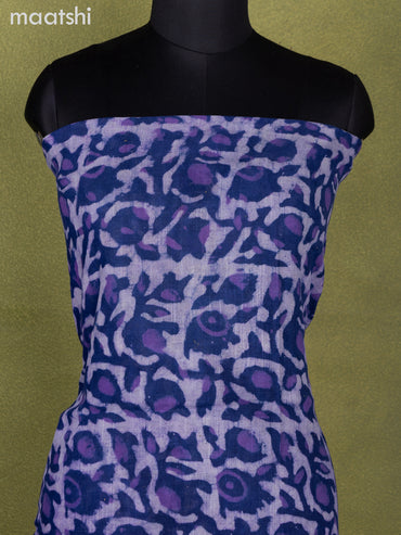 Linen cotton dress material purple shade with allover batik prints and bottom & dupatta