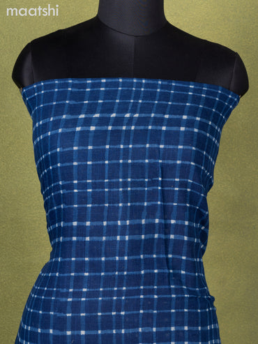 Linen cotton dress material indigo blue with allover checked pattern and bottom & dupatta