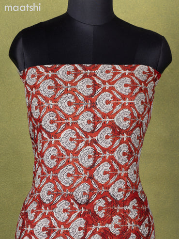 Linen cotton dress material rust shade and beige black with allover prints and bottom & dupatta