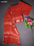 Linen cotton dress material red shade with allover checked pattern and bottom & dupatta