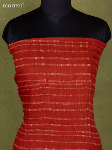 Linen cotton dress material red shade with allover checked pattern and bottom & dupatta