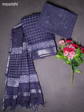 Linen cotton dress material blue shade with allover checked pattern and bottom & dupatta