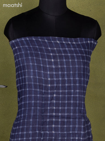 Linen cotton dress material blue shade with allover checked pattern and bottom & dupatta