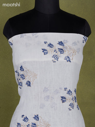 Linen cotton dress material off white with butta prints and bottom & dupatta