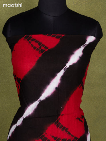 Linen cotton dress material red and deep coffee brown with allover tie & dye prints and bottom & dupatta