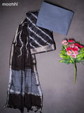 Linen cotton dress material black and grey with allover shibori prints and bottom & dupatta