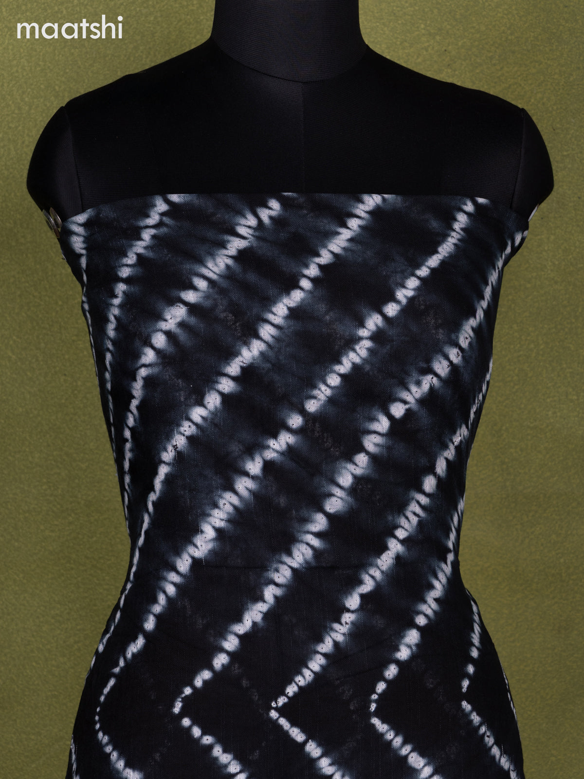 Linen cotton dress material black and grey with allover shibori prints and bottom & dupatta