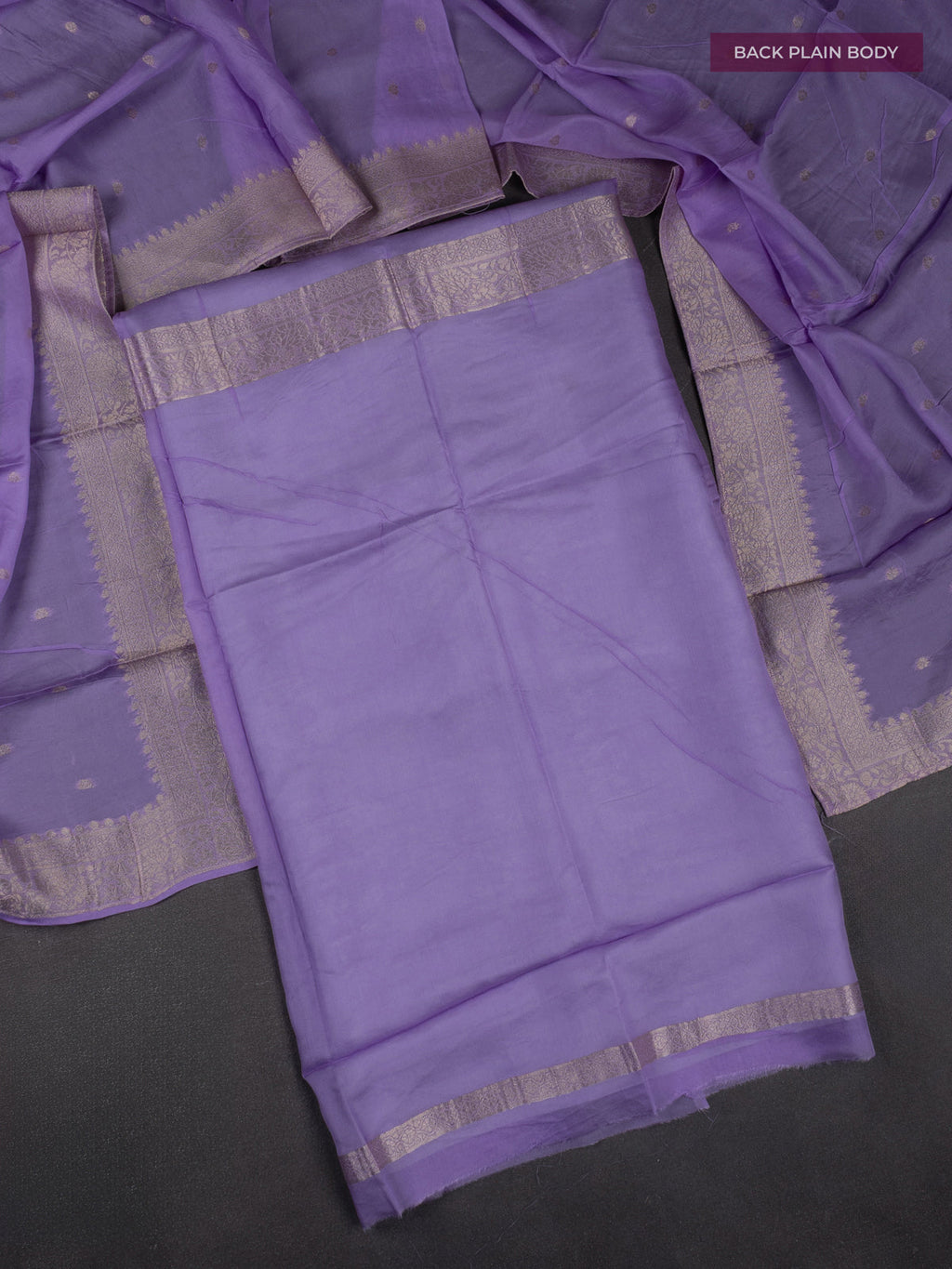 Banarasi silk dress material lavender with allover zari brocade weaves and dupatta & without bottom