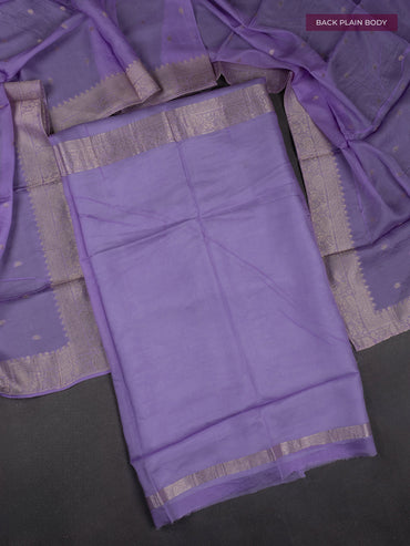 Banarasi silk dress material lavender with allover zari brocade weaves and dupatta & without bottom