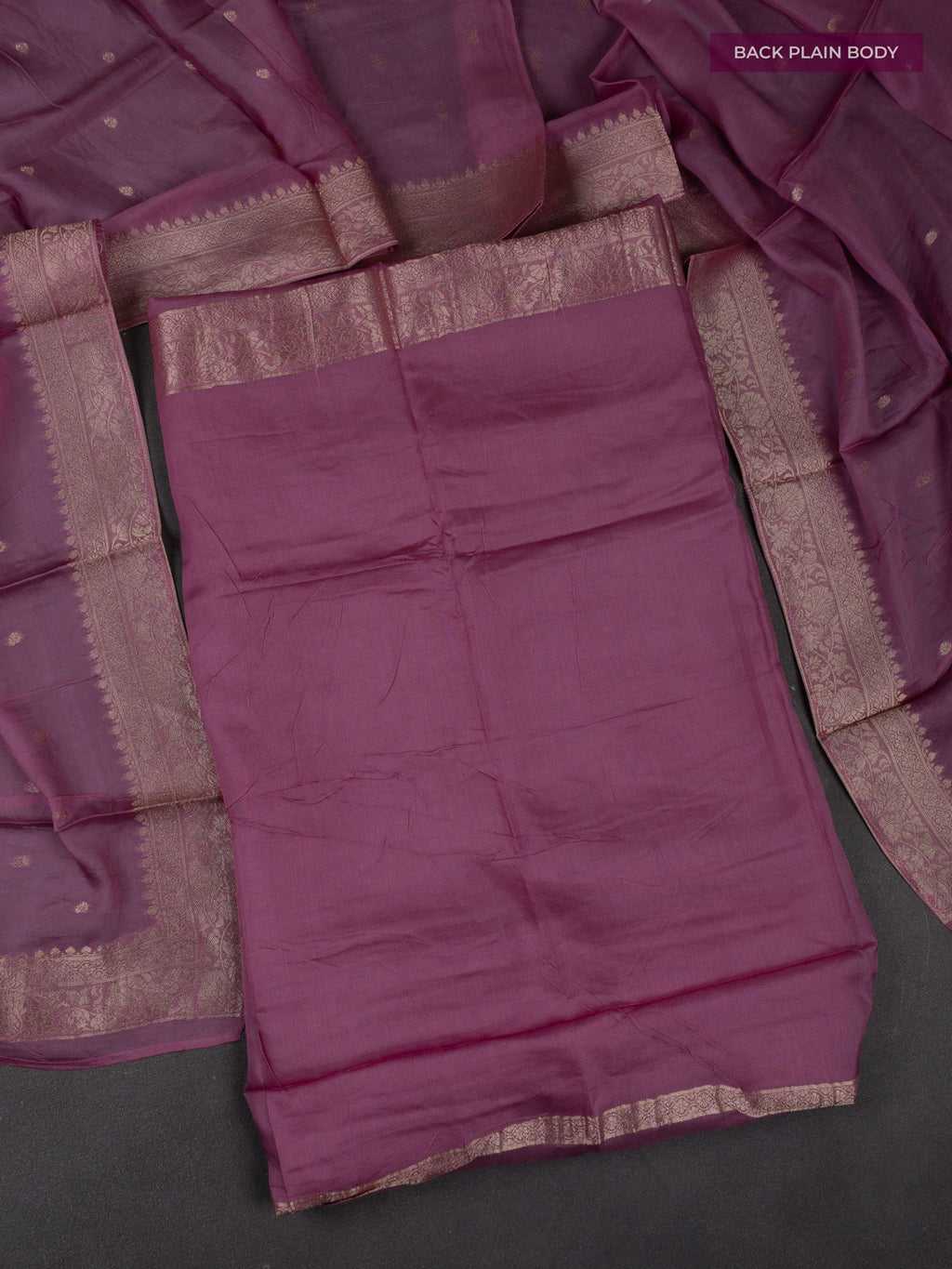 Banarasi silk dress material mauve pink with allover zari brocade weaves and dupatta & without bottom
