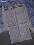 Banarasi silk dress material greyish blue with allover zari brocade weaves and dupatta & without bottom