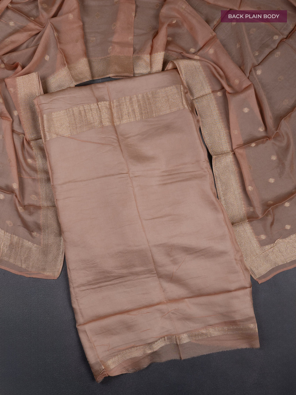 Banarasi silk dress material sandal with allover zari brocade weaves and dupatta & without bottom