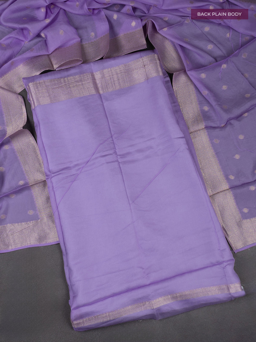 Banarasi silk dress material lavender with allover zari brocade weaves and dupatta & without bottom