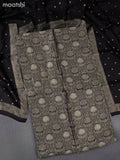 Banarasi silk dress material elephant grey with allover zari brocade weaves and dupatta & without bottom