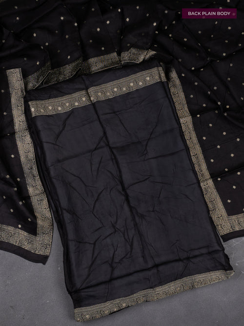 Banarasi silk dress material elephant grey with allover zari brocade weaves and dupatta & without bottom