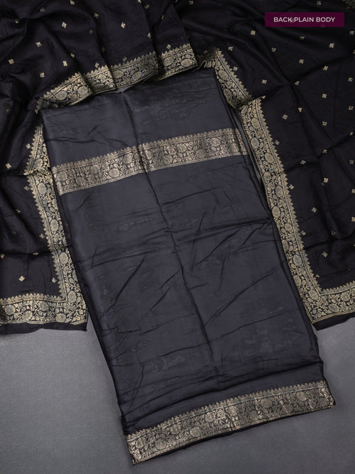 Banarasi silk dress material elephant grey with allover zari brocade weaves and dupatta & without bottom