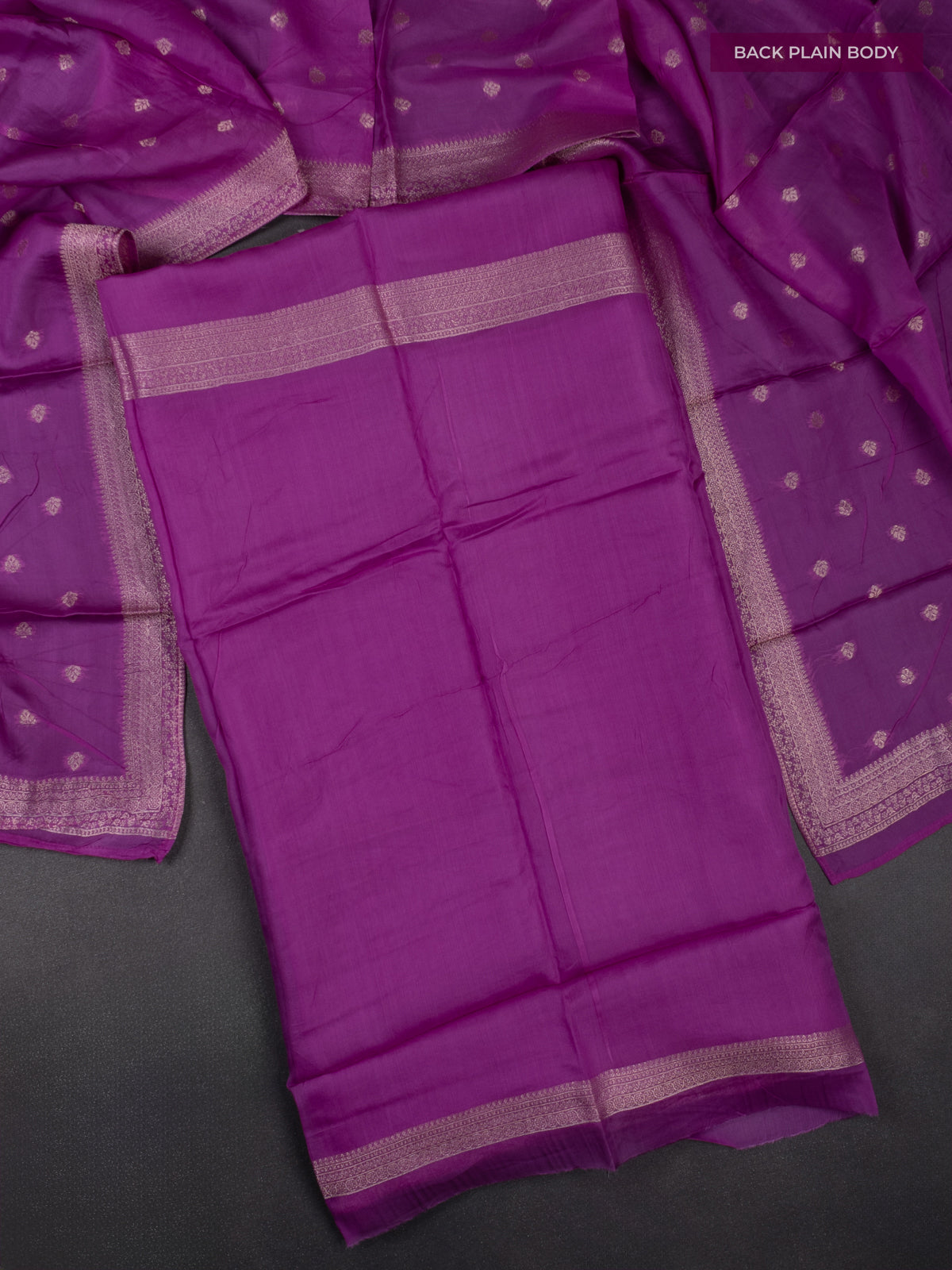 Banarasi silk dress material purple with allover zari brocade weaves and dupatta & without bottom