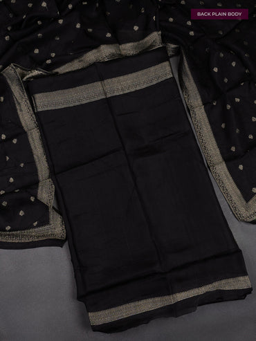 Banarasi silk dress material elephant grey with allover zari brocade weaves and dupatta & without bottom