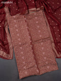 Banarasi silk dress material maroon with allover zari brocade weaves and dupatta & without bottom