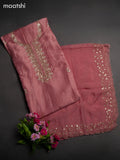 Festive wear dress material peach shade with beaded work neck pattern and bottom & dupatta