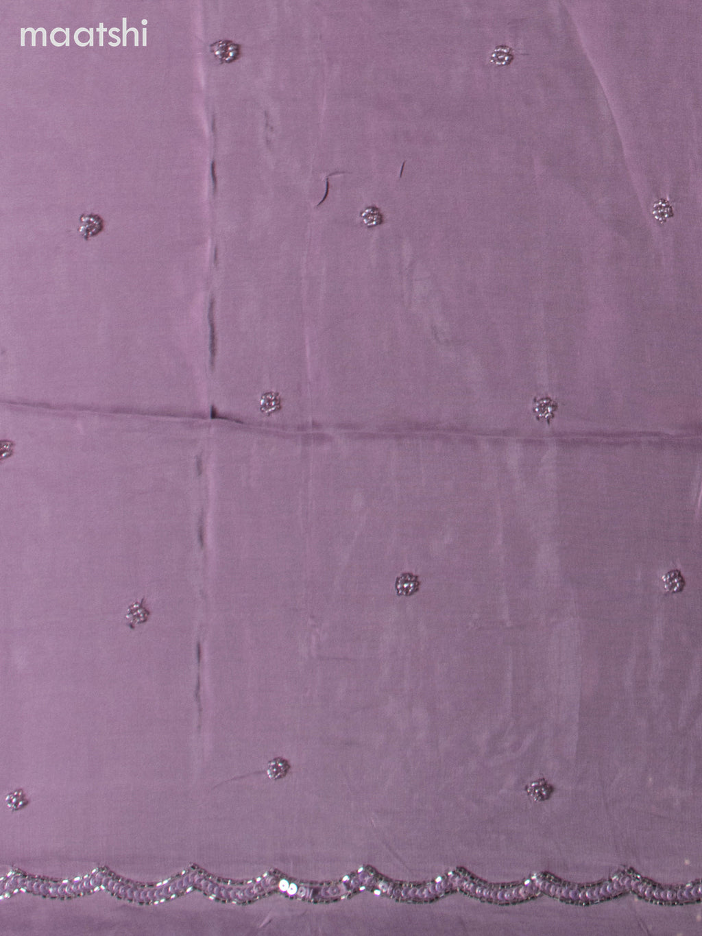 Festive wear dress material pastel lavender with sequin & beaded work neck pattern and bottom & dupatta