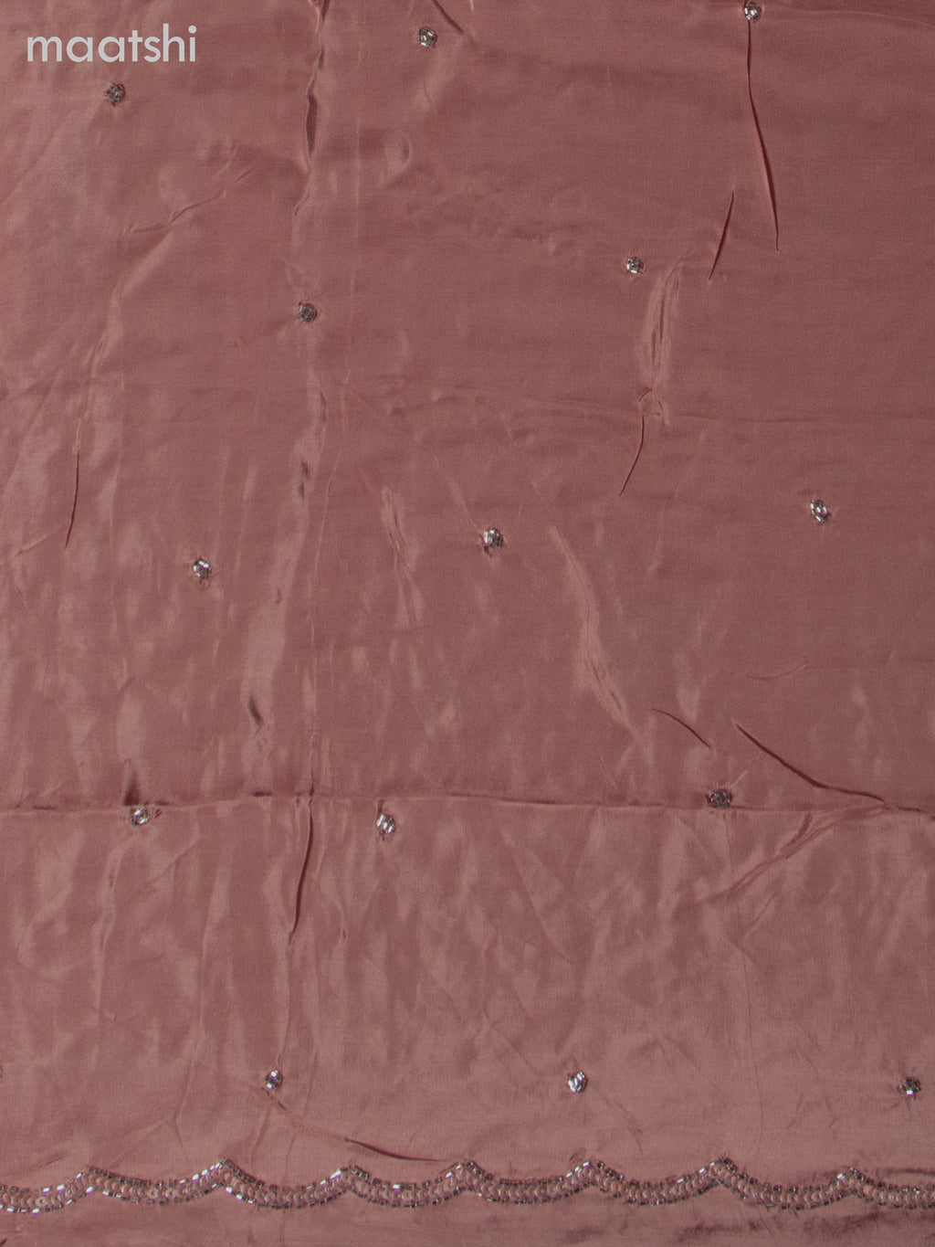 Festive wear dress material dark peach with sequin & beaded work neck pattern and bottom & dupatta