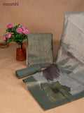 Tissue dress material green shade and grey shade with allover sequin work and bottom & dupatta