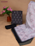 Semi tussar dress material black and off white with prints & sequin beaded work neck pattern and bottom & dupatta