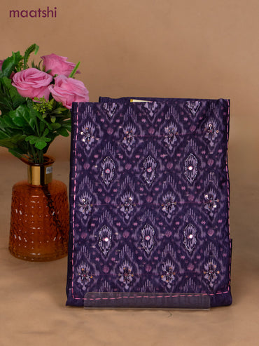 Semi tussar dress material violet and lavender with prints & sequin beaded work neck pattern and bottom & dupatta