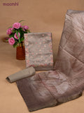Muslin dress material beige with sequin & beaded work neck pattern and bottom & dupatta