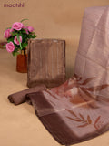 Tissue dress material brown and peach shade with allover sequin work and bottom & dupatta
