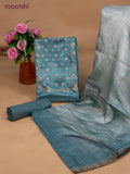 Muslin dress material teal blue and pastel blue with sequin & beaded work neck pattern and bottom & dupatta