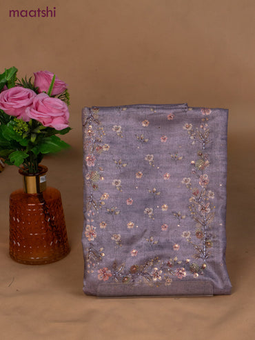 Muslin dress material pastel purple with sequin & beaded work neck pattern and bottom & dupatta
