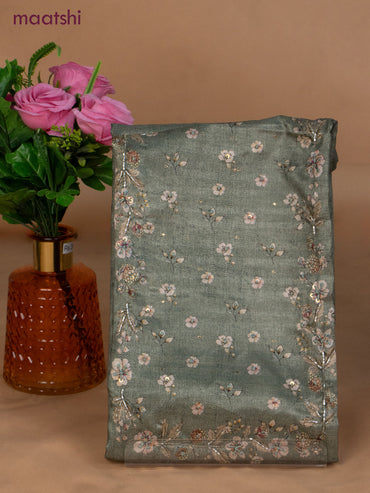Muslin dress material green shade with sequin & beaded work neck pattern and bottom & dupatta