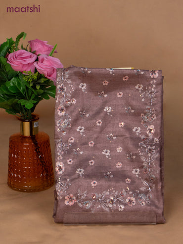 Muslin dress material brown shade with sequin & beaded work neck pattern and bottom & dupatta