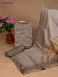Muslin dress material beige with sequin & beaded work neck pattern and bottom & dupatta