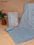 Semi tussar dress material pastel blue with sequin & embroidery work neck pattern and bottom & embroidery dupatta