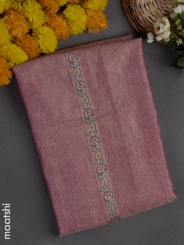 Crush tissue dress material pastel pink with embroidery work neck pattern and bottom & dupatta