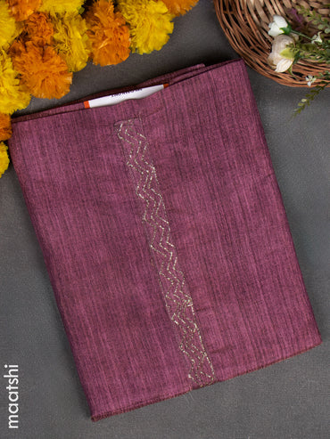 Crush tissue dress material purple with simple zari neck pattern and bottom & dupatta