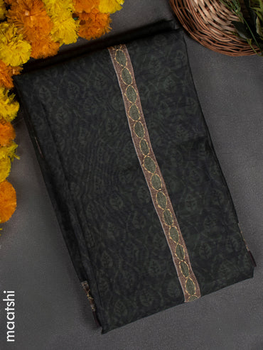 Chanderi dress material sap green with kantha stitch work & simple neck pattern and bottom & kantha stitch dupatta