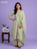 Mild Pista Green Art Silk Embroidery Work Anarkali Suit